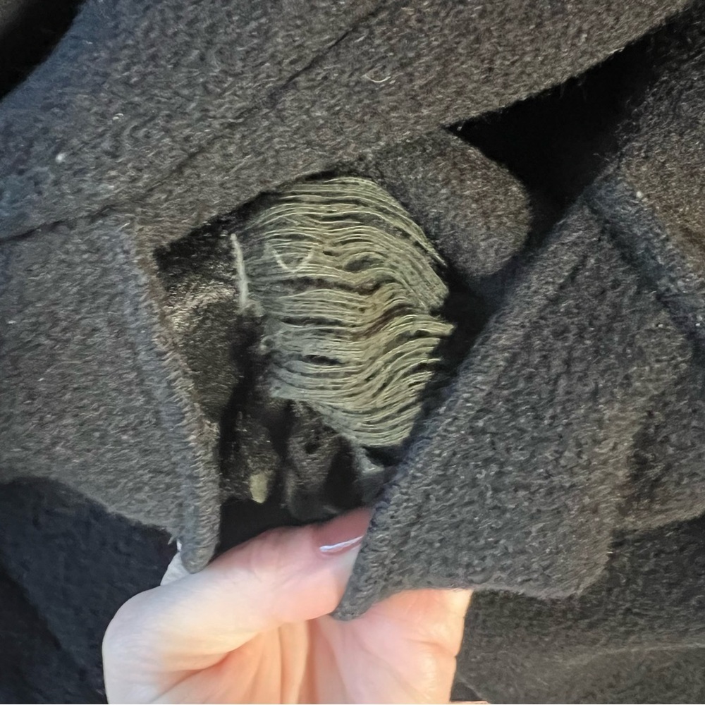 EATON Vintage Coat Double Breasted Ribbed Batwing Black Wool - Picture 12 of 15